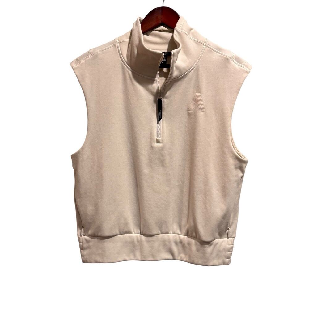 Athleta Allyson Felix Cream Half Zip Athletic Vest Women’s Pockets Size Medium